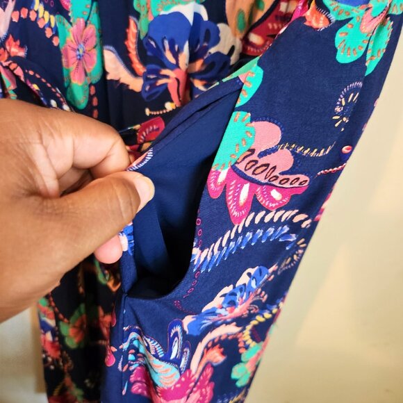 Talbots Navy Blue Floral Paisley Dress | Midi Dress | Size 10 - Picture 4 of 10